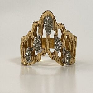 Vintage Tiara Or Crown Shape Ring Gold Plated Size 7